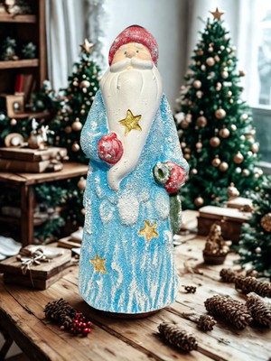 Renkli Noel Baba Biblo, Dekoratif Polyester Heykel, Neşeli ve Sıcak Ev Süslemesi