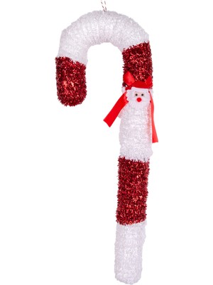 Yılbaşı Ağacı Süsü Noel Baba Figürlü Baston Kırmızı-Beyaz 19X52 cm
