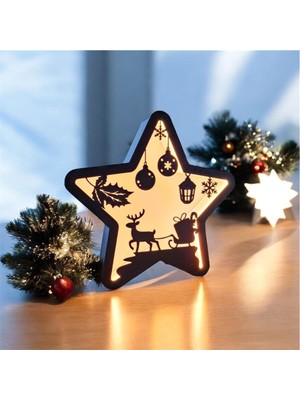 Renkli Noel Yıldızı LED Masa Lambası, Şık ve Parlak Dekoratif Aydınlatma