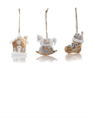 Renkli Yılbaşı Ağaç Süsleri, 3 Adet, 8 Cm, Neşeli Noel ve Yeni Yıl Figürleri