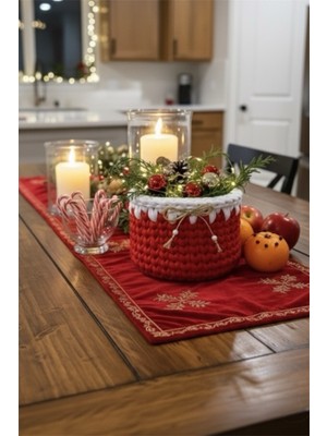 El Örgüsü Kırmızı Yılbaşı Sepeti, Renkli ve Sıcak Tasarım, Noel Hediye Alternatifi