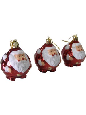 Kırmızı Noel Baba Figürlü Çam Ağacı Süsü Seti, 6 Cm, 3'lü, Renkli, Şık ve Eğlenceli Dekorasyon
