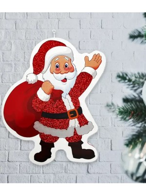 Neşeli Renkli Noel Baba Süsü, Strafor, 35X30 Cm, Yılbaşı Dekoru