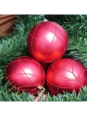 Renkli Top Süsleri 4'lü, 8 Cm, Yılbaşı ve Noel Ağacı Dekoru