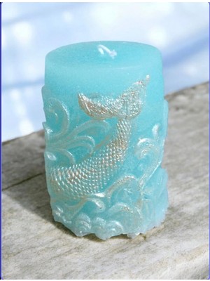 Denic Deniz Figurlu- Su Yeşili Blok Mum-Beton Mum