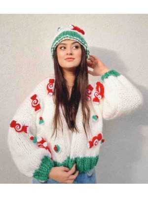 Megahan Butik şeker motıflı Hırka,sevgililer günü,hediye Elemeği