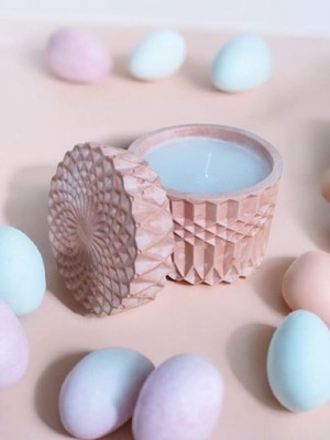 Denic Kiremit Kapaklı Desenli Mum- Dekoratif Beton Mum