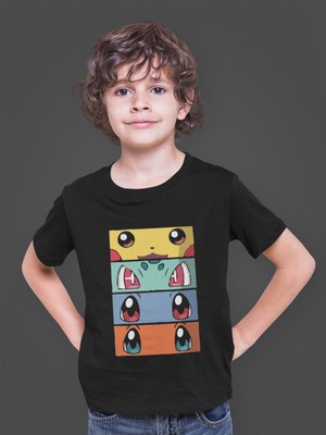 Bumeta Pokemon All Caracters Pikachu Bulbasaur Charizard Baskılı Çocuk Tişört T-Shirt