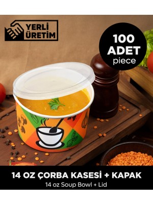 Sepet Doldur 14 Oz Çorba Kasesi + Kapak - 100 Adet
