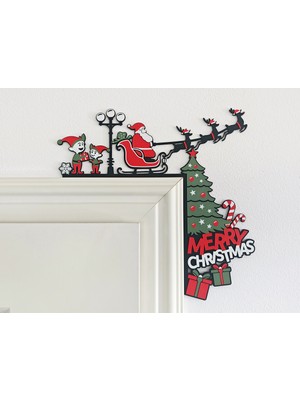 Renkli Noel Baba Temalı Kapı Köşe Süsü, Şık ve Eğlenceli Dekorasyon Parçası