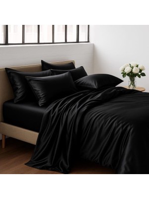Antibakteriyel Terletmeyen Ipek Saten Yastık Kılıfı 2'li 50X70 Siyah