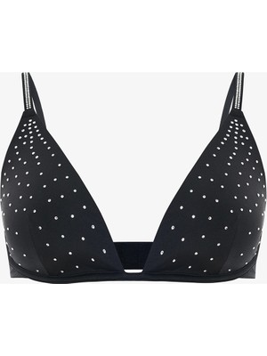 Penti Siyah Satin Stone Decolte Sütyen