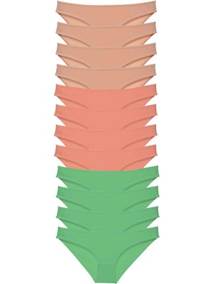 Royaleks 12 Adet Süper Eko Set Likralı Kadın Slip Külot Ten Pudra Yeşil