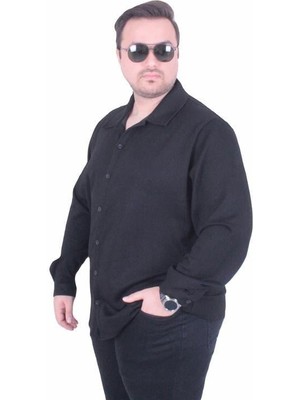 Starbattal Erkek Büyük Beden Uzun Kollu Gömlek 25727 Sıyah