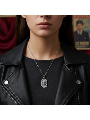 Alooya Devrim - Che Guevara Gümüş Kaplama Düz Zincir Kolye