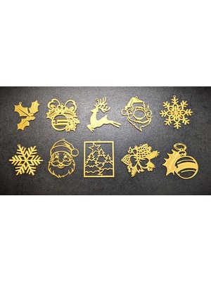 TSC 10'lu Paket Noel Ağacı Üstü Dekor Mini Figür Seti Yılbaşı Figürleri