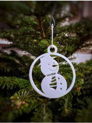 TSC Kardan Adam  Formlu Dekoratif Tabak – Yılbaşı Ağacı Süs 8cm