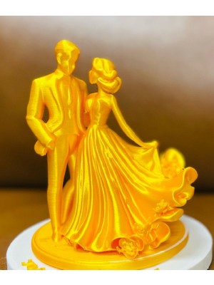 TSC 14CM Gold Aşk Evlilik Temalı Masaüstü Obje Dekor Ürünü Mini Süs