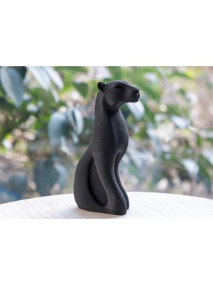 TSC 14CM Siyah Renk Panter Figürü 3D Baskı Masa Dekorasyonu