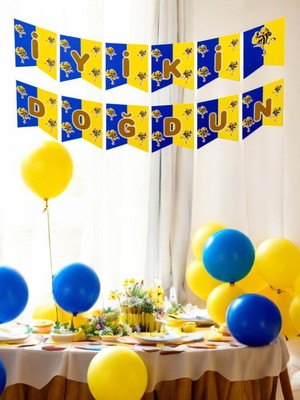 Zenviva Tarafar Fenerbahçe 5 Sarı - 5 Lacivert Balon +Banner Seti