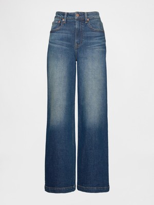 Gap Kadın Mavi Curvy High Rise Stride Wide-Leg Jean Pantolon
