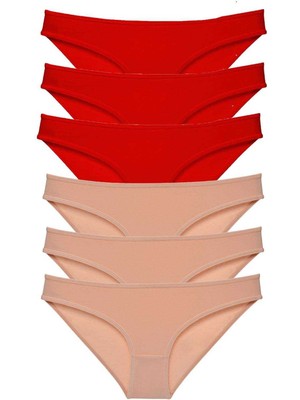 Royaleks 6 Adet Eko Set Likralı Kadın Slip Külot Kırmızı Ten