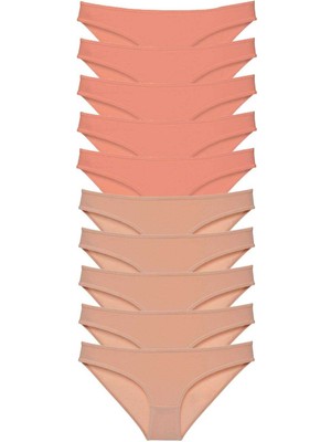 Royaleks 10 Adet Süper Eko Set Likralı Kadın Slip Külot Pudra Ten