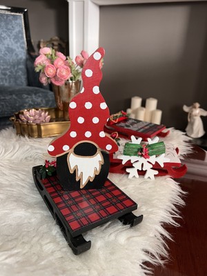 Kırmızı Ahşap Gnome Cüce Yılbaşı Süs 20 Cm, Noel ve Yeni Yıl Dekoru