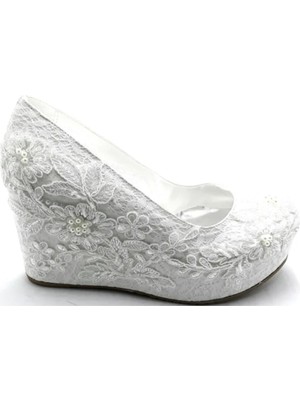 PUNTO 586343 Sedef Dolgu Taban Gelin Ayakkabısı