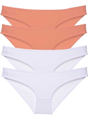 Royaleks 4 Adet Eko Set Likralı Kadın Slip Külot Pudra Beyaz