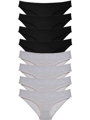 Royaleks 8 Adet Süper Eko Set Likralı Kadın Slip Külot Siyah Gri