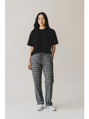Kadın Ekose Desen Kışlık Pantolon
