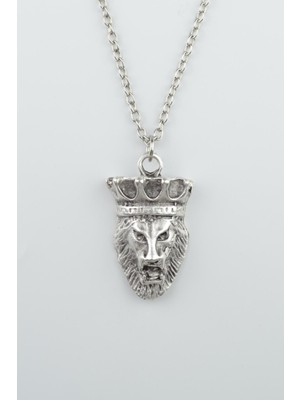 Alooya Aslan Kral Gümüş Kaplama Düz Zincir Kolye