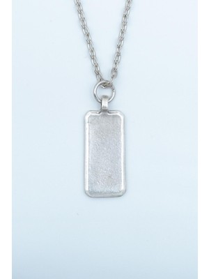 Alooya Geometrik - Dikdörtgen Gümüş Kaplama Düz Zincir Kolye