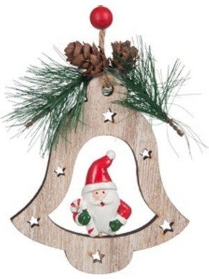 Renkli Yılbaşı Çam Ağacı Dekor Süs 10 Cm, Noel Baba ve Kozalak Detaylarıyla