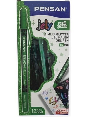 Pensan Jel Kalem 2800 Yeşil Jely Glitter Simli 12'li Paket