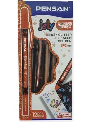 Pensan Jel Kalem 2800 Oranj Jely Glitter Simli 12'li Paket