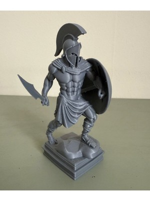 TSC Gri Renk 3D  Ev Süsleme Objesi Şavaşcı Kılıç Kalkan 14CM