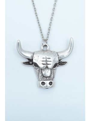 Alooya Boğa Gümüş Kaplama Düz Zincir Kolye