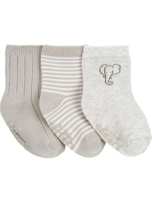 Carter's Bebek Çorap Set 3'lü Paket - Carters 1R198210 Gri - 0-3 Ay
