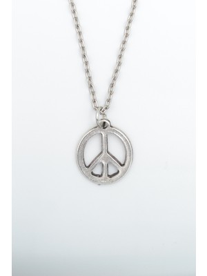 Alooya Minimal Barış Sembolü Gümüş Kaplama Düz Zincir Kolye