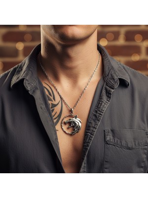 Alooya Fantastik Witcher 3 Gümüş Kaplama Düz Zincir Kolye