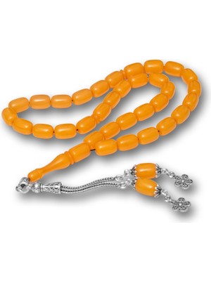 Gumush Hk Sıkma Kehribar Tesbih Gümüş Püsküllü Sarı Kapsül Kesim |gümüş Takı Hediyelik Ürünler