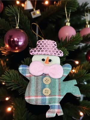 Yeşil Makaron Kardanadam Süsü, 15CM, Asma, Yılbaşı Dekorasyonu