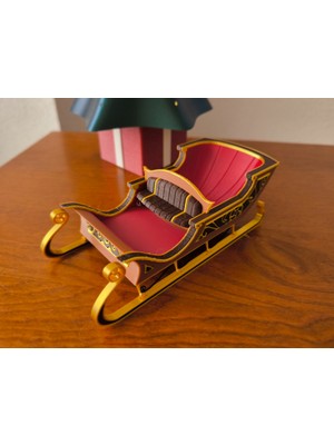 Renkli Noel Baba Kızak Figürü, Masa Üstü Dekor, Şık ve Sevimli Süs