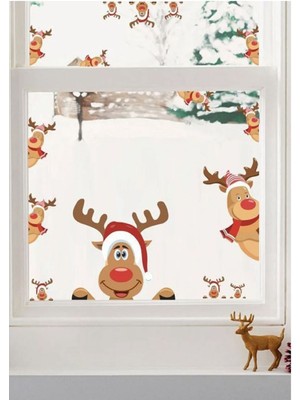 Beyaz Renkli Yılbaşı Geyikleri Dekoratif Çıkartma Seti, Kutuda 10 Adet Bulunmaktadır.