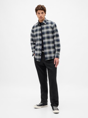 Gap Erkek Siyah Yün Karışımlı Relaxed Straight Pantolon