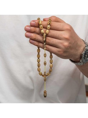 Gumush Hk Sıkma Kehribar Tesbih Kapsül Kesim Damarlı Bej Kahve Tonları 33 Tane (Metal Püskülsüz)|gümüş Takı Hediyelik Ürünler