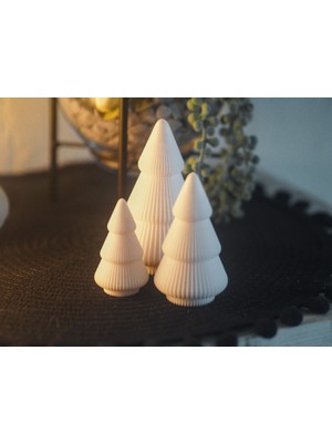 3'lü Beyaz Noel Ağaçları, Şık ve Zarif Dekorasyon Seti