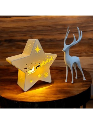 Beyaz Tealight ve Noel Geyiği Dekoru, LED Mum ile Yeni Yıl Süslemesi